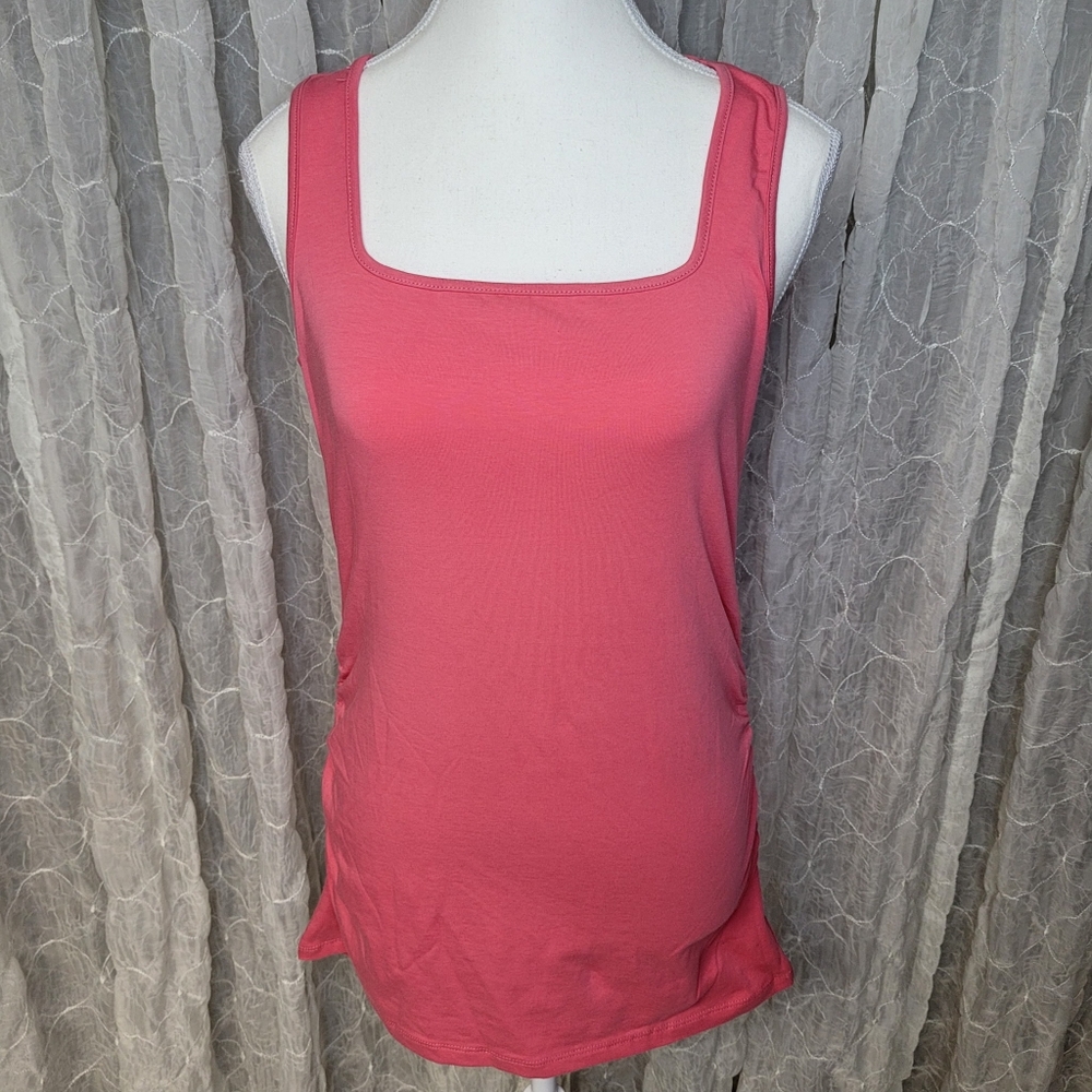 Zenana Pink Strechy Ruched Side Basic Layering Tank Top Cotton Spandex Boutique - Picture 3 of 7